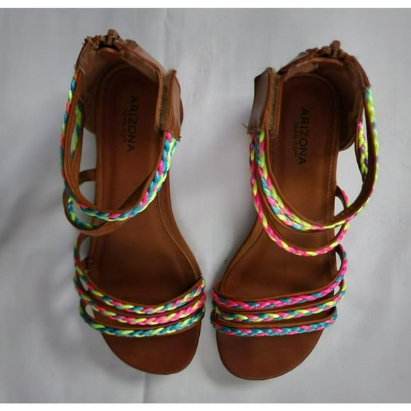 Arizona Jean Co. Girls Youth Whisper Strappy Heel Zip Low Wedge Sandals Size 4M - Picture 3 of 10